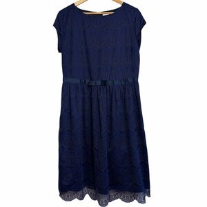 Shabby Apple Navy Lace Cap Sleeve Fit & Flare Dress Size 14/16
